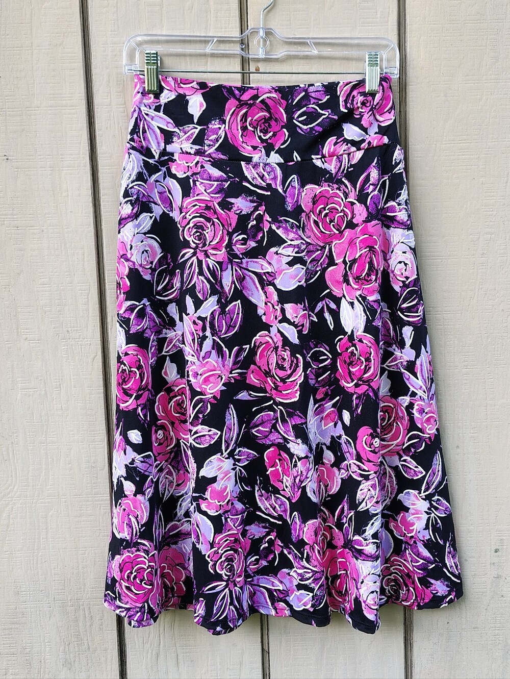 Elizabeth & Nicole Floral A-Line Pull-On Skirt Small Black Pink Whimsigoth Fairy